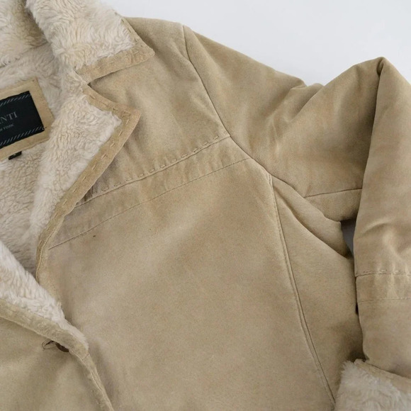 Vintage Avanti  100% Leather Shearling Beige Jacket Size 8 - Picture 11 of 16